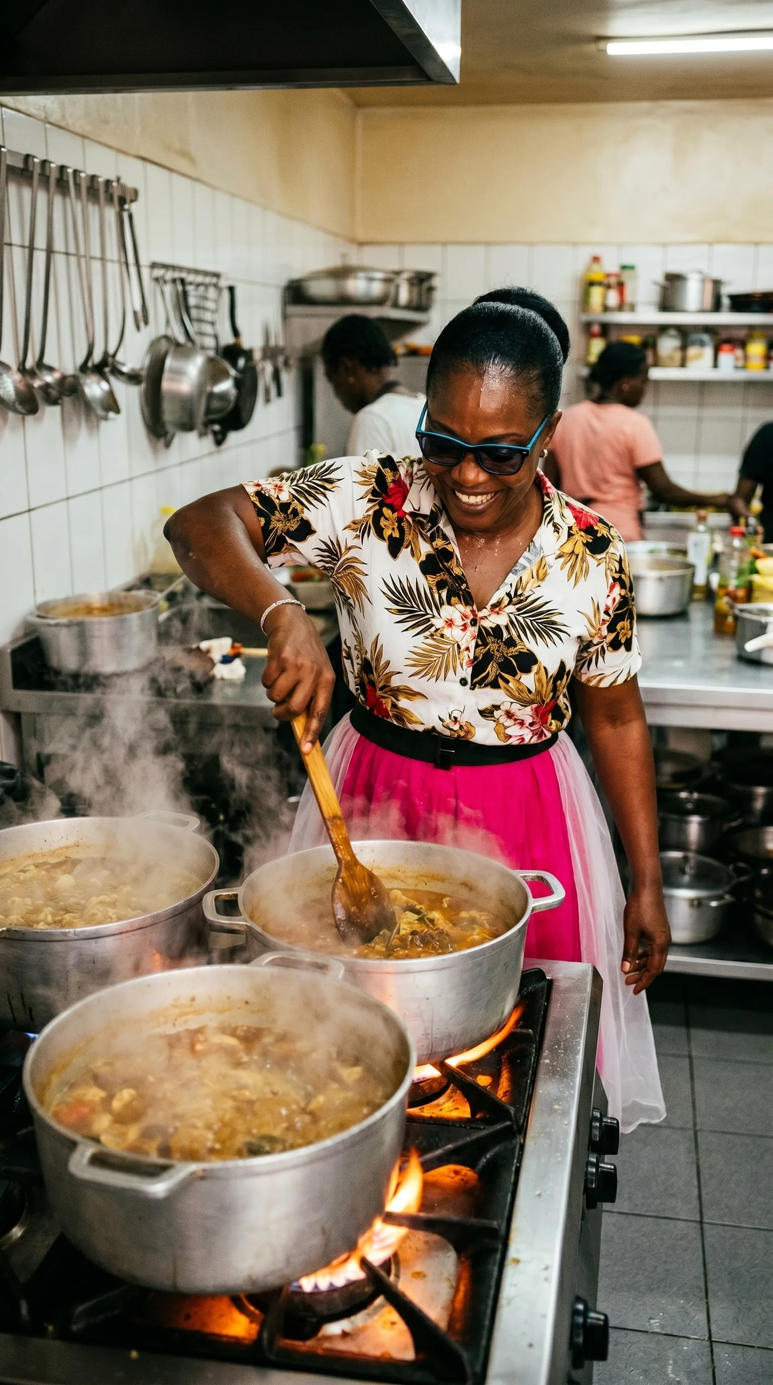Chef cuisinant dans une cuisine professionnelle