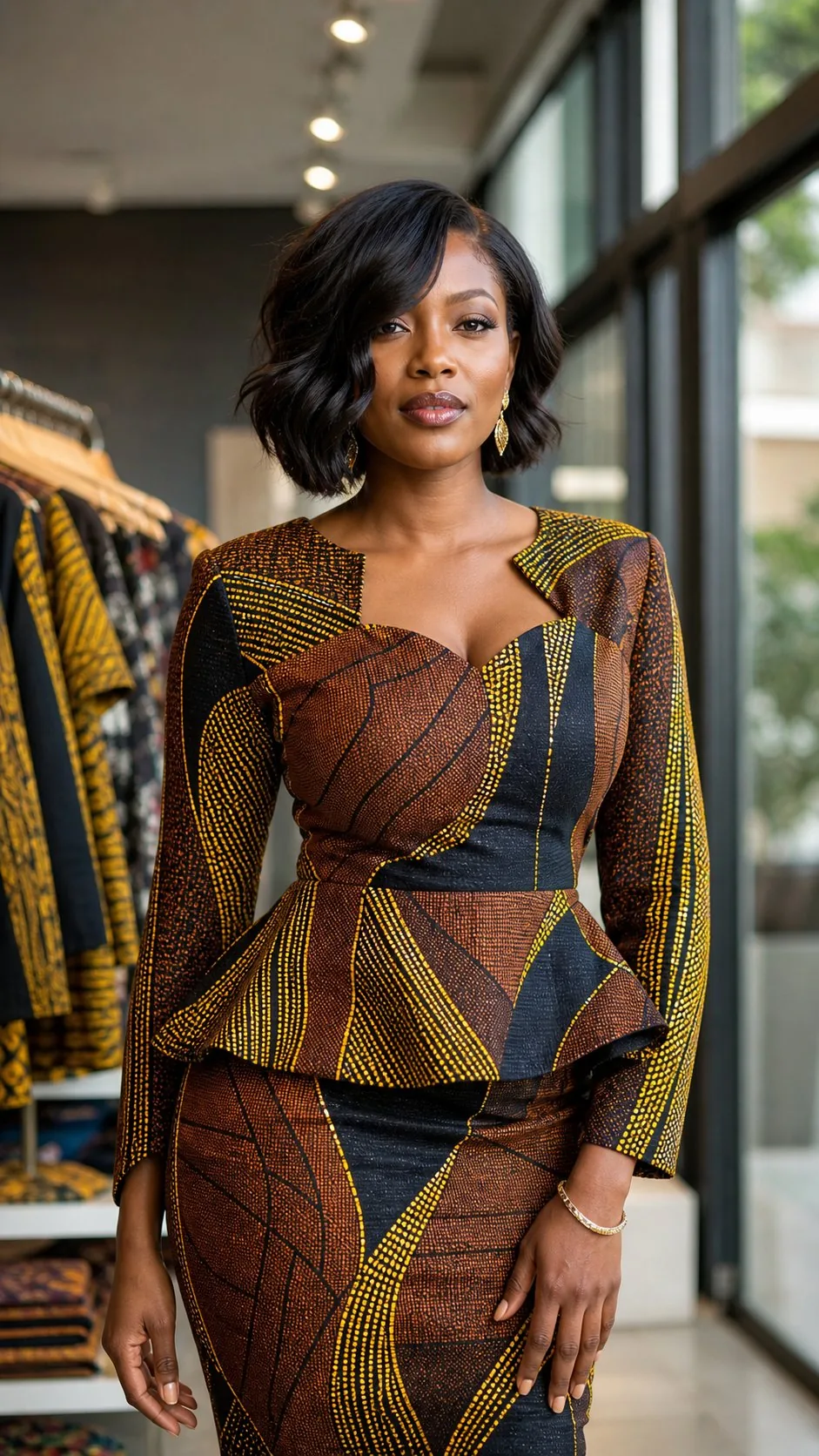 Femme en tenue traditionnelle africaine élégante